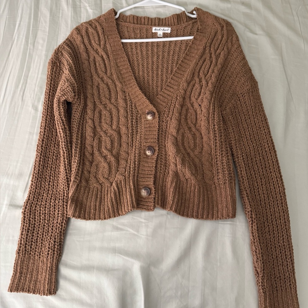 Derek Heart Brown Cable Knit Cardigan